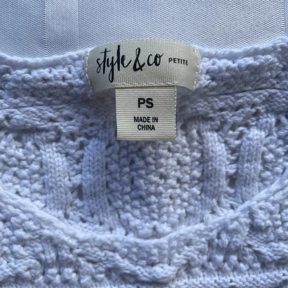 Style & Co Sleeveless Crochet Top, Petite Small, White - Picture 5 of 5